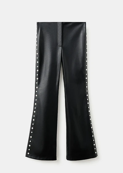 Studded faux-leather trousers