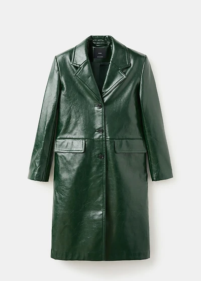 Long faux-leather coat