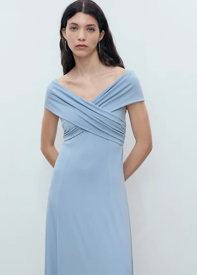 A-line dress with crossover neckline