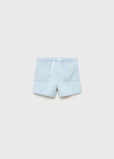 Denim-effect cotton shorts