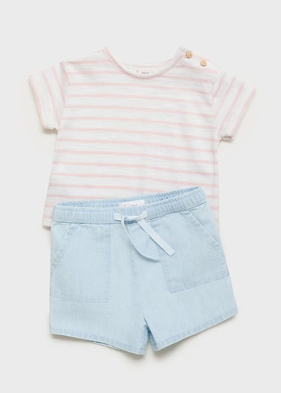 Denim-effect cotton shorts