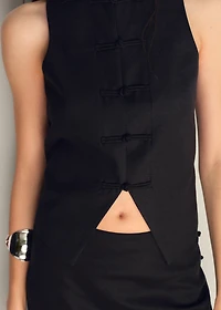 Linen-blend suit vest