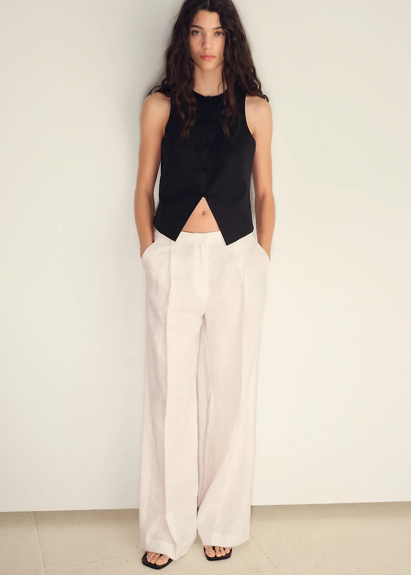 Linen-blend suit vest