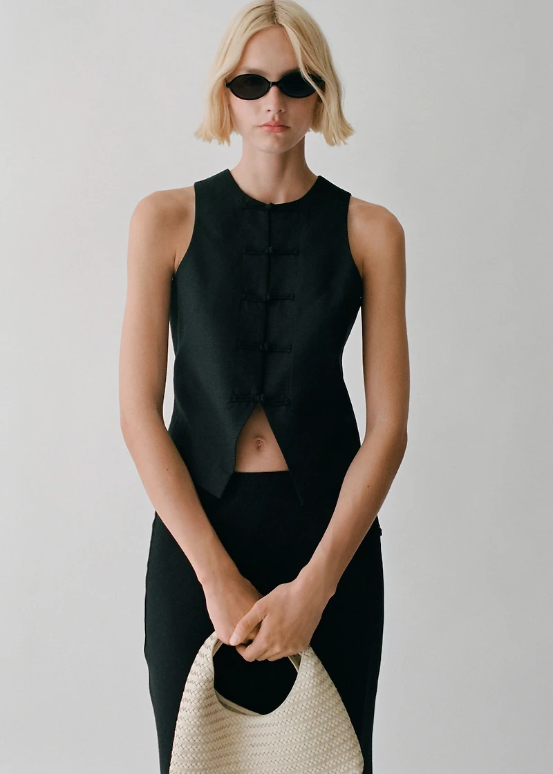 Linen-blend suit vest