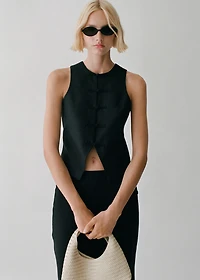 Linen-blend suit vest