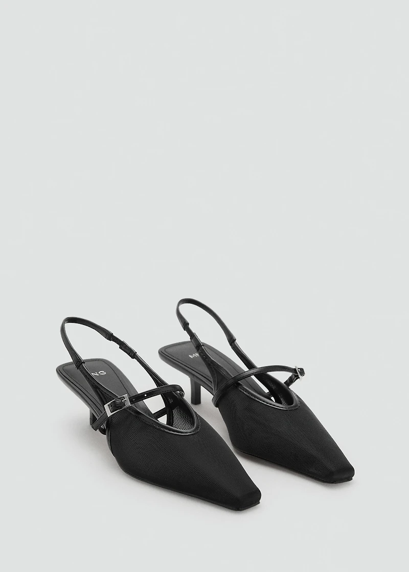 Mesh buckle stiletto-heeled shoes