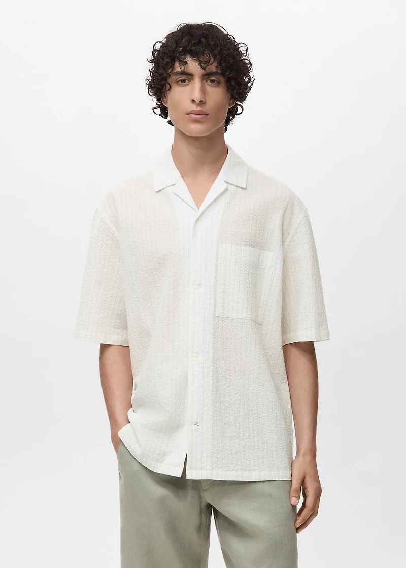 Wrinkled-effect pinstripe shirt