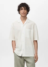 Wrinkled-effect pinstripe shirt