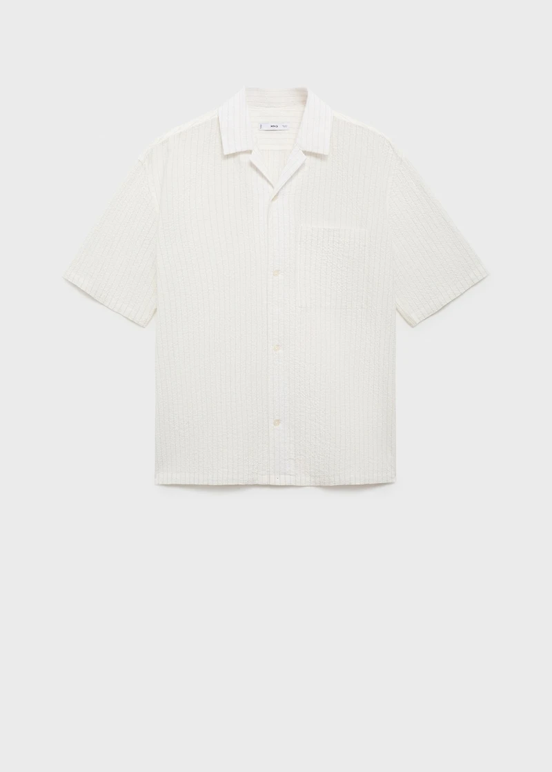 Wrinkled-effect pinstripe shirt