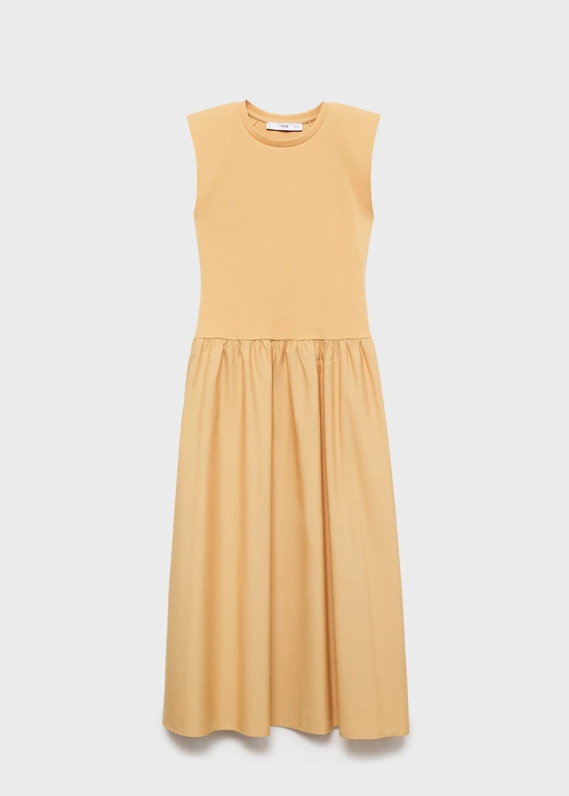 Combined fabric midi-dress