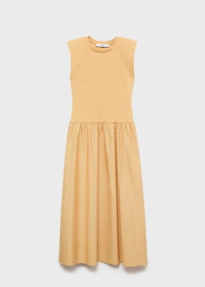 Combined fabric midi-dress