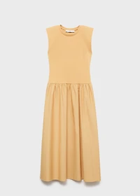 Combined fabric midi-dress