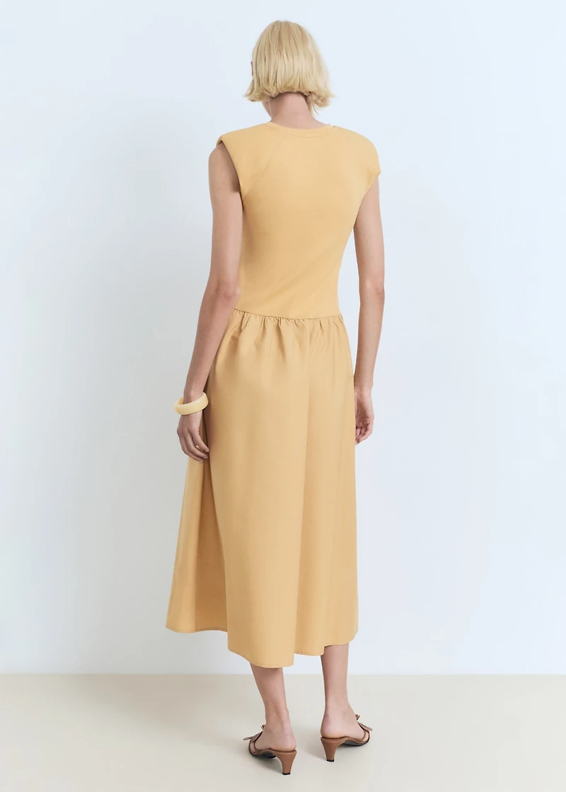 Combined fabric midi-dress