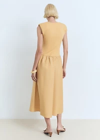 Combined fabric midi-dress