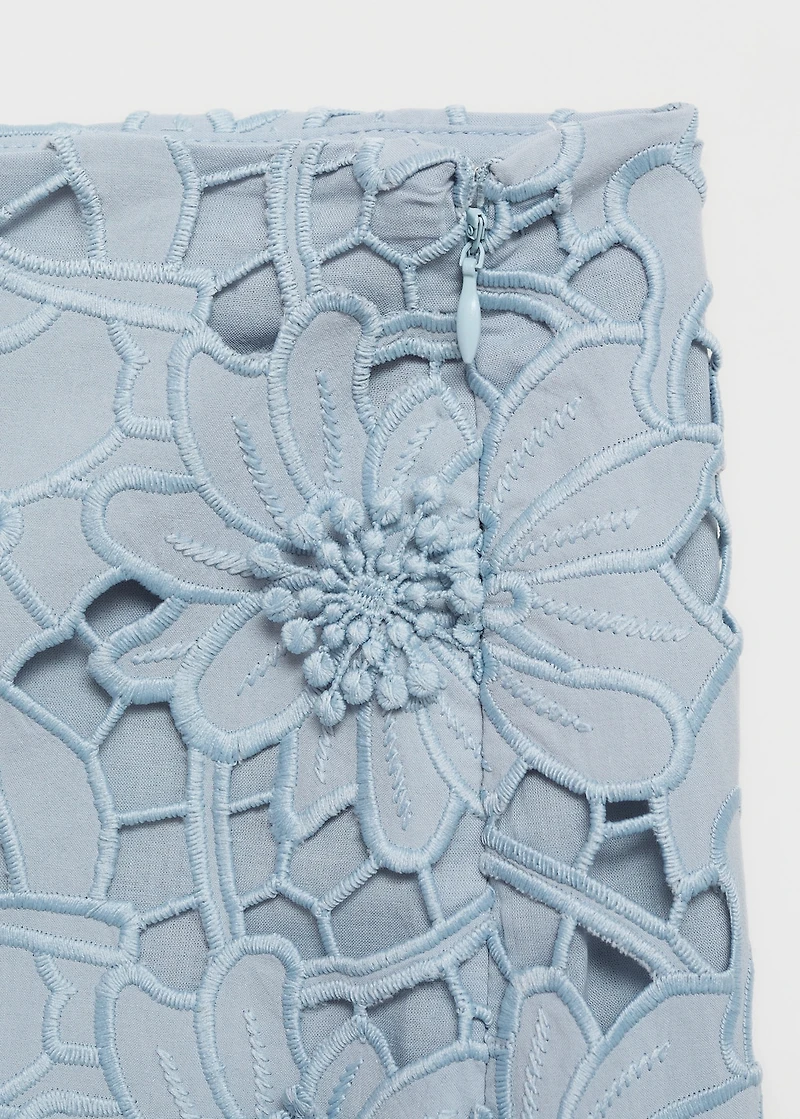 Embroidered cotton skirt