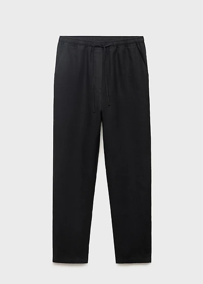 Linen pants with drawstring