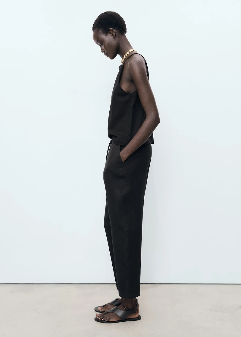 Linen pants with drawstring