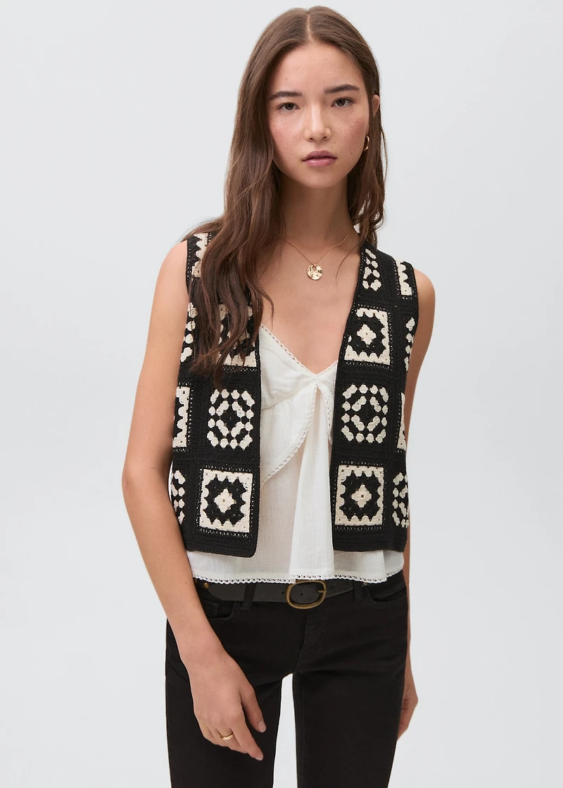 Crochet knitted vest
