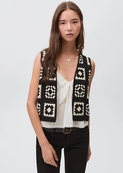 Crochet knitted vest