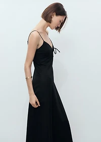 Long dress with bow neckline