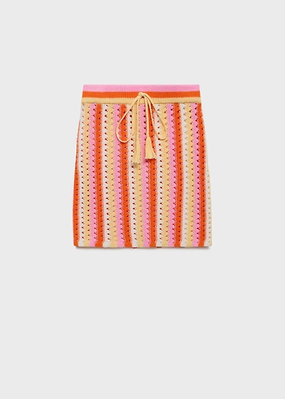 Two-tone striped crochet skirt