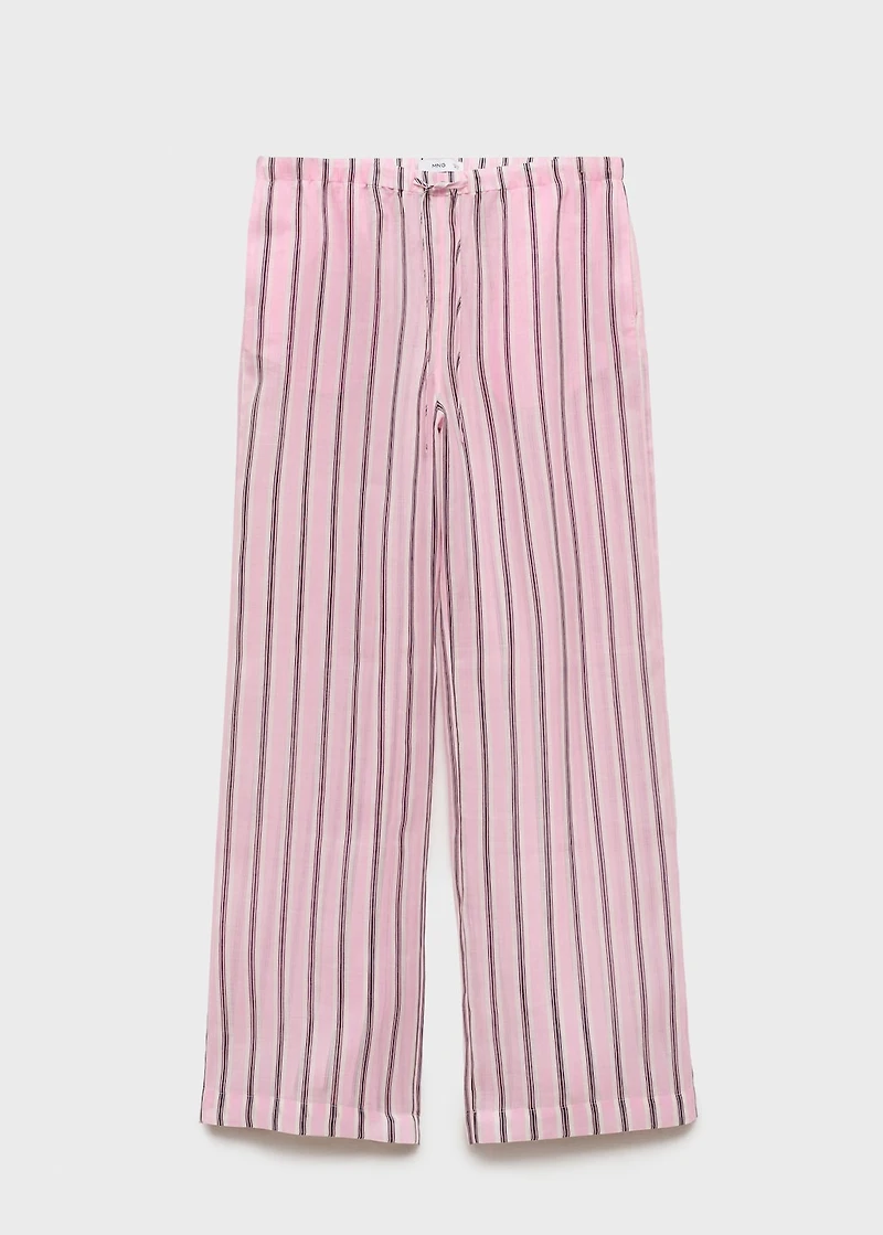 Striped ramie pants