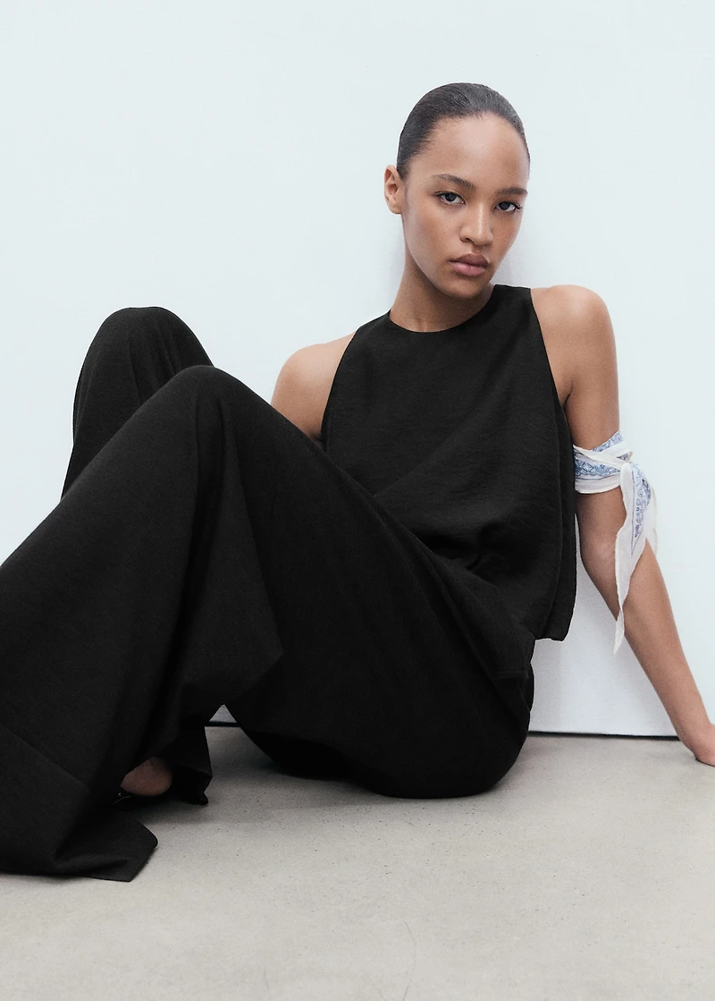 Fine-knit straight-fit pants