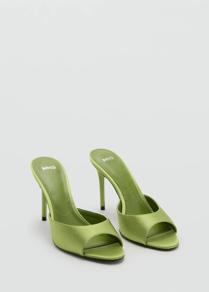 Satin-effect heeled sandals