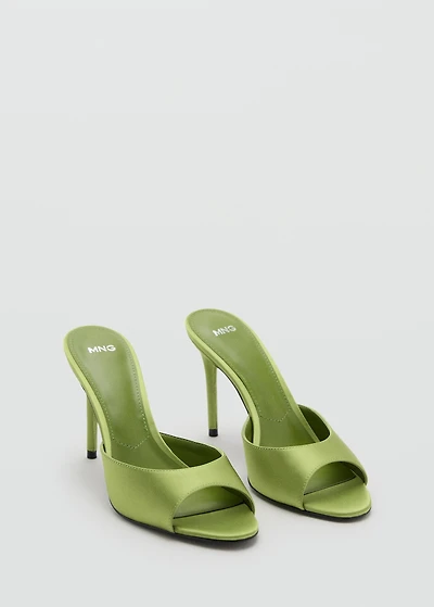 Satin-effect heeled sandals