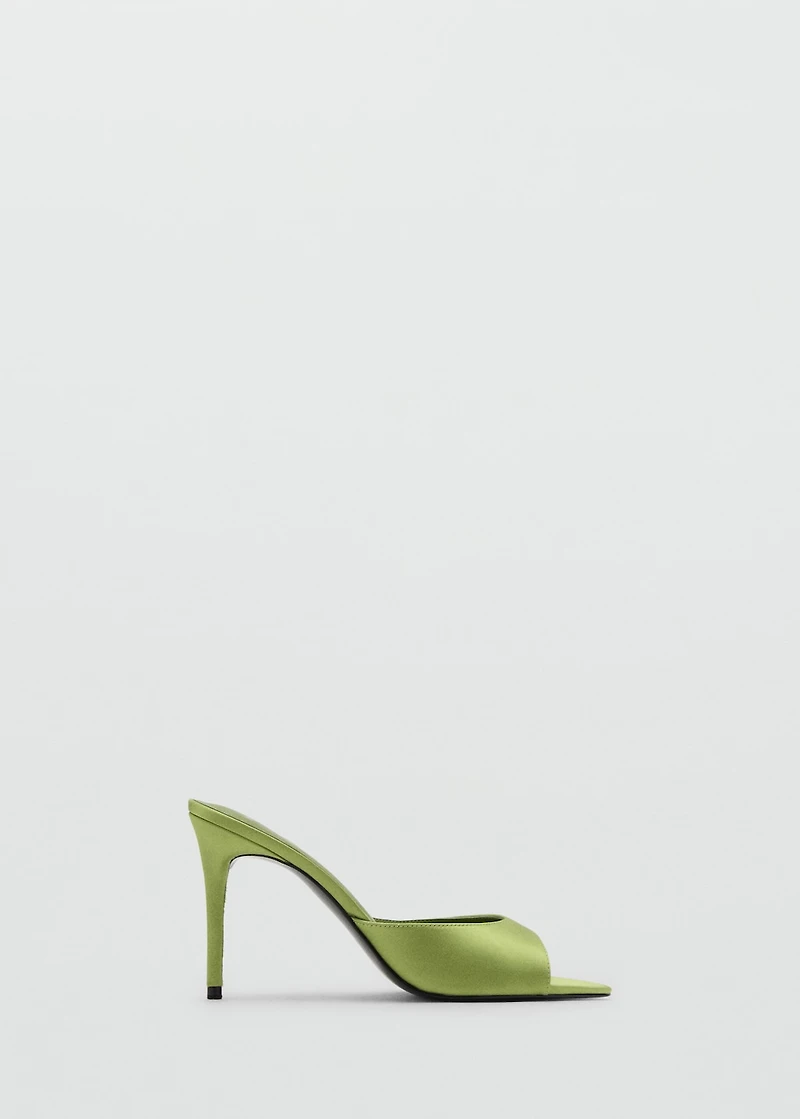 Satin-effect heeled sandals