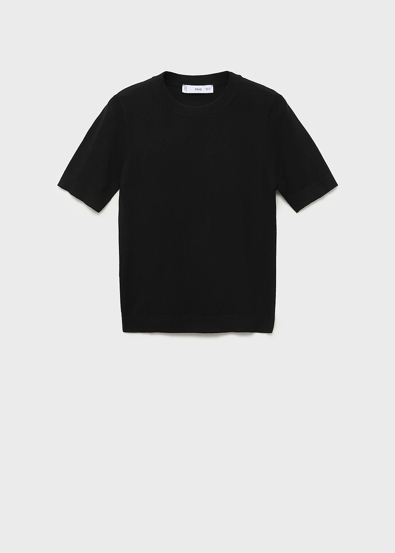 Short-sleeved fine-knit sweater