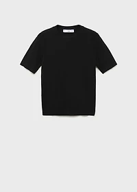 Short-sleeved fine-knit sweater