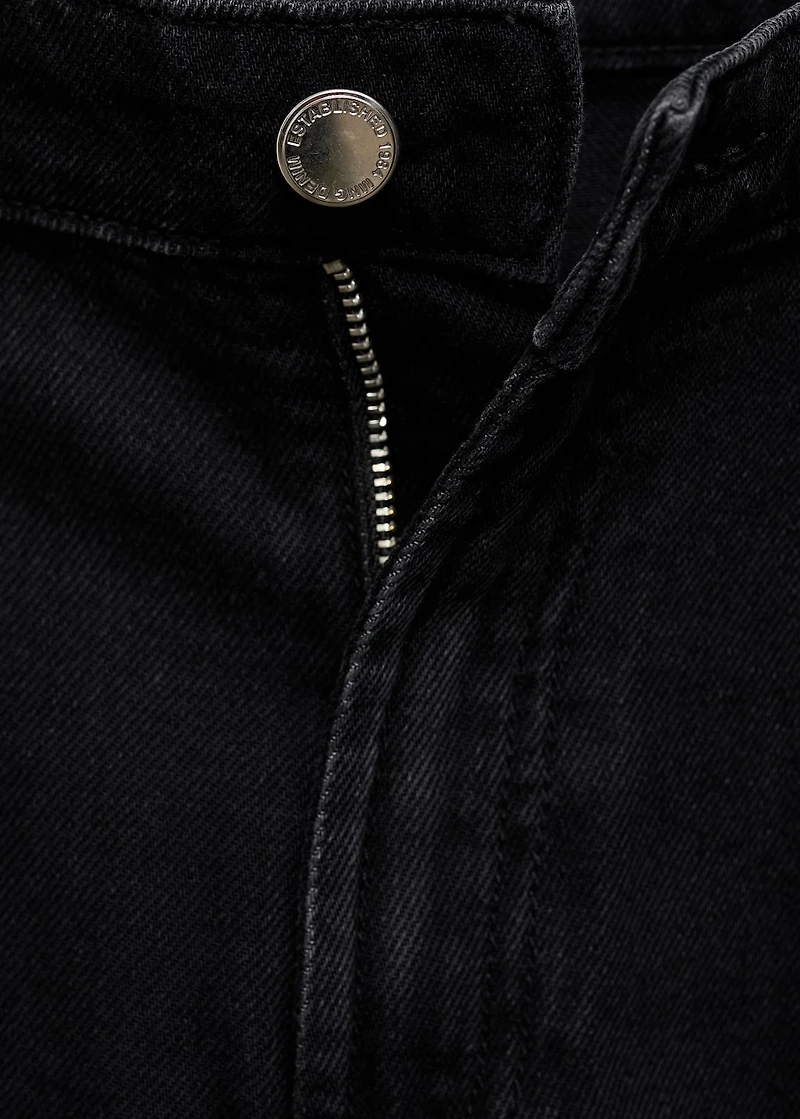 Mid-rise denim bermuda shorts with pleats