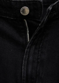 Mid-rise denim bermuda shorts with pleats