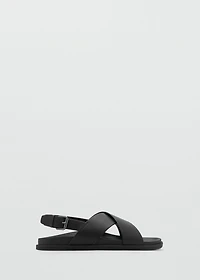 100% leather crossed strap sandal