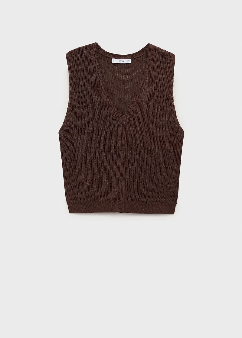 Knitted vest with lace pattern