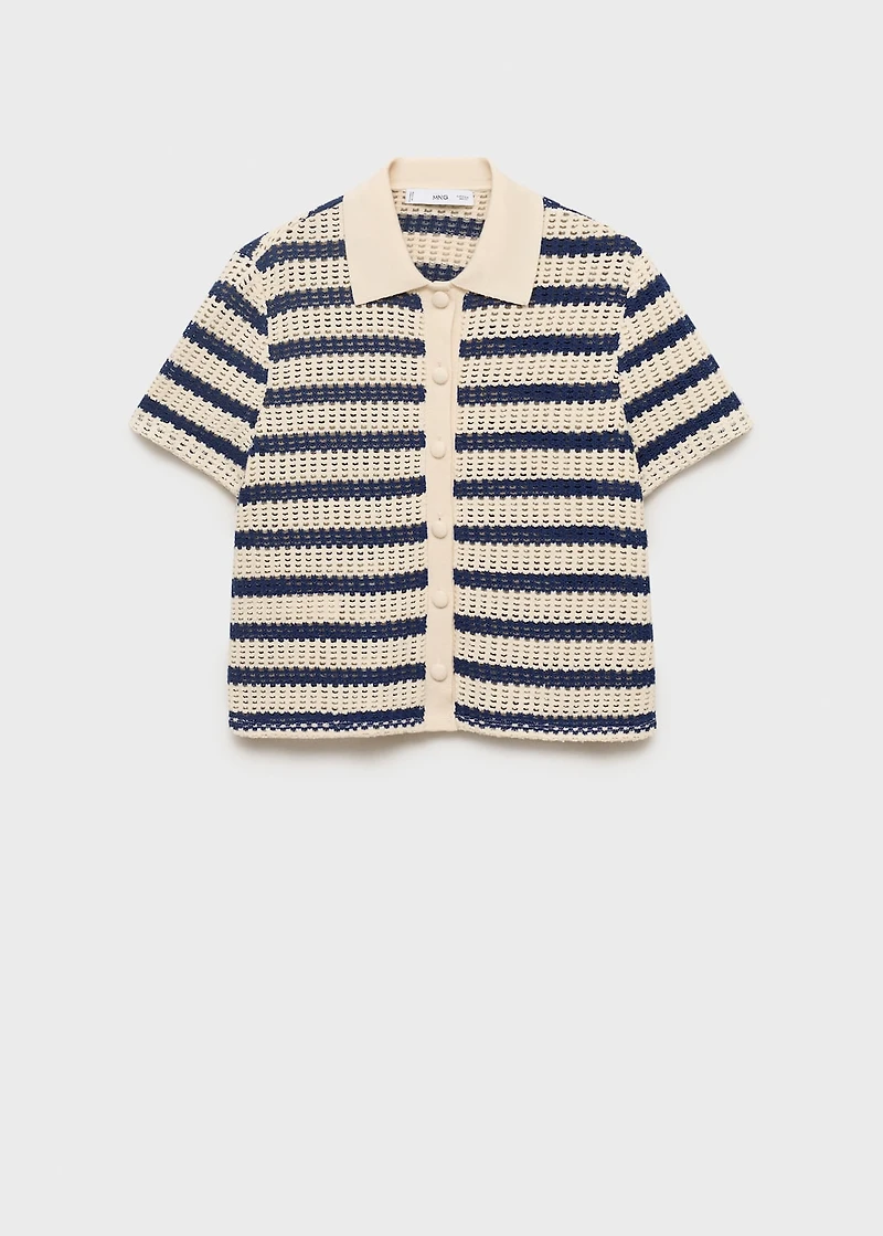 Short-sleeved striped cardigan