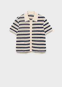 Short-sleeved striped cardigan