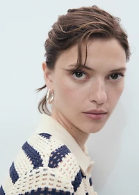 Short-sleeved striped cardigan