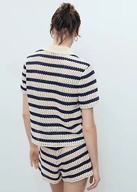 Short-sleeved striped cardigan