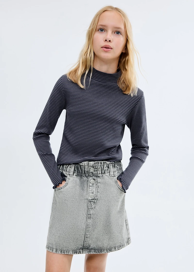 Denim paperbag skirt