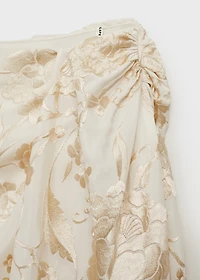 Pareo-style skirt with embroidered fringe