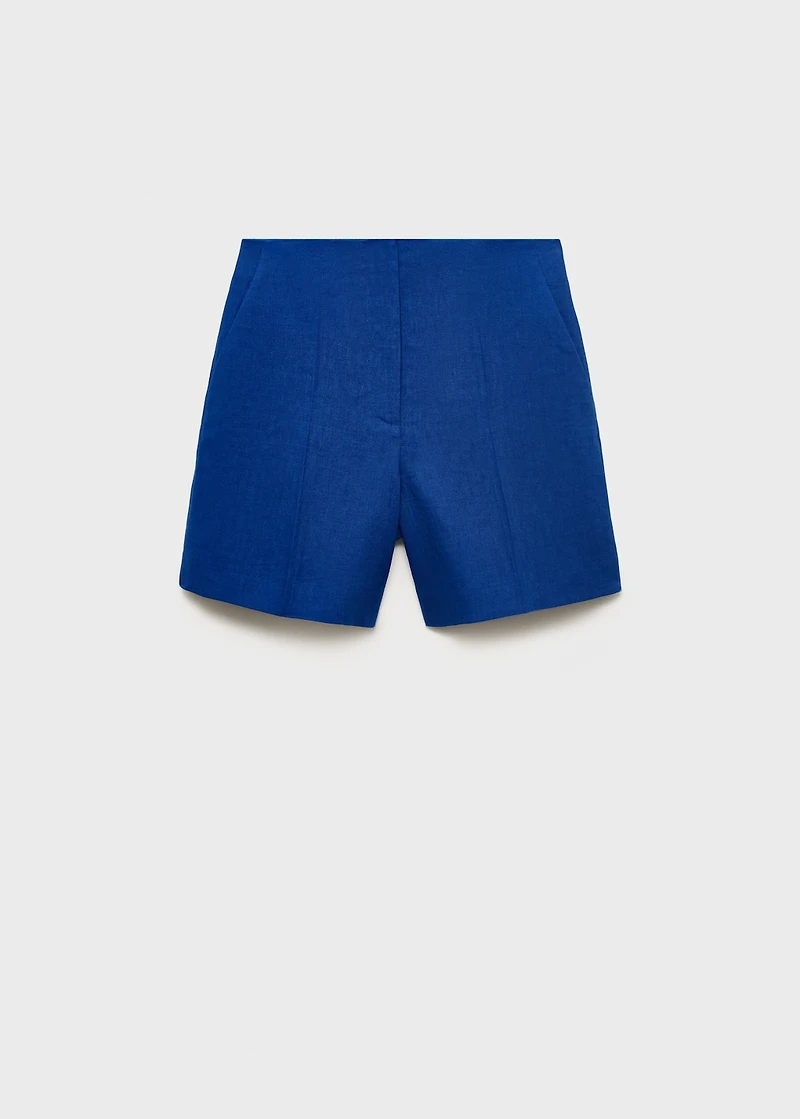 Linen straight-fit mid-rise shorts