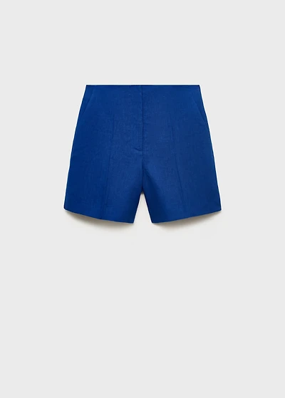 Linen straight-fit mid-rise shorts