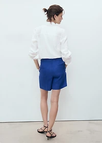 Linen straight-fit mid-rise shorts