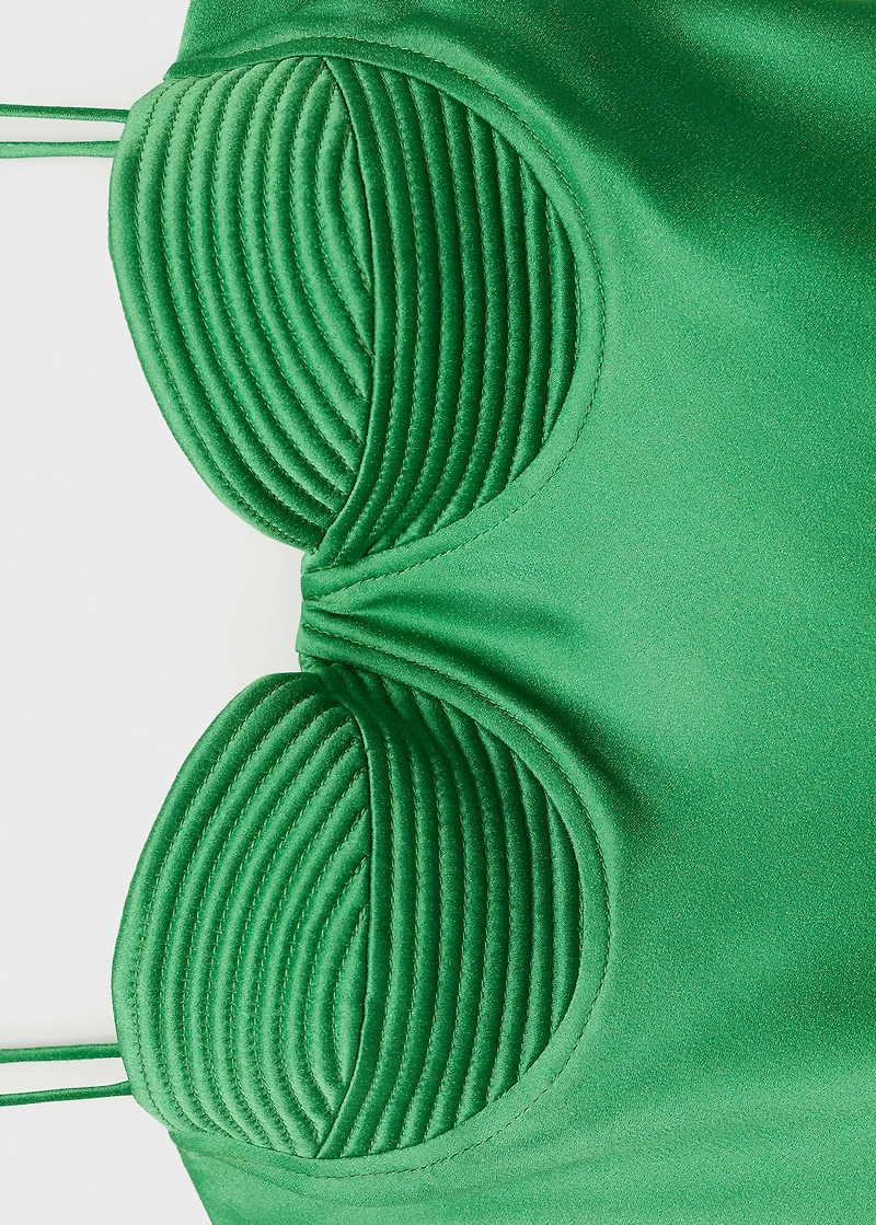 Satin-effect dress with corset neckline