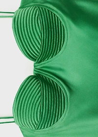 Satin-effect dress with corset neckline