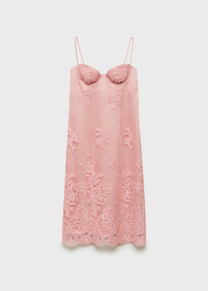 Lace dress with structured neckline