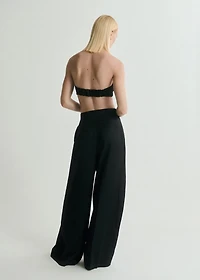 Wide leg pleated pants
