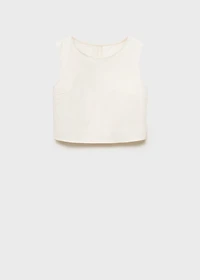 Denim crop top with buckle closure